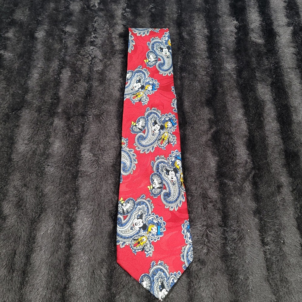 Mickey Unlimited Disney Paisley Tie Red Mickey Donald Pluto Balancine Inc